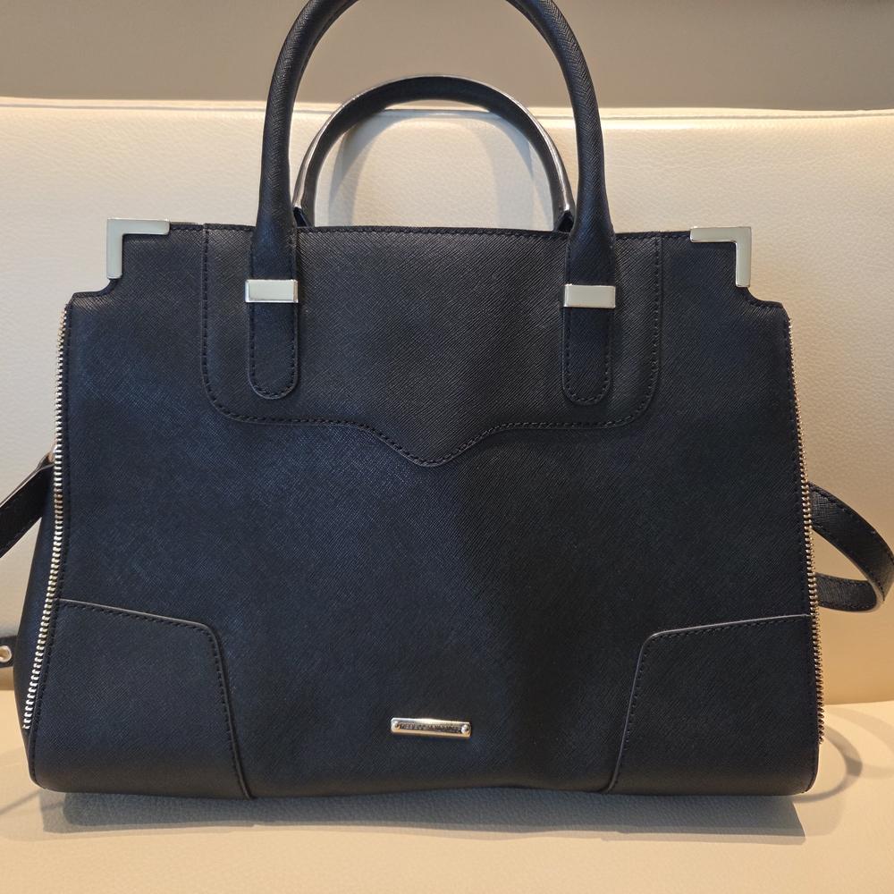 Rebecca Minkoff Black Leather Top Handle Crossbody Satchel Purse. Excellent Cond